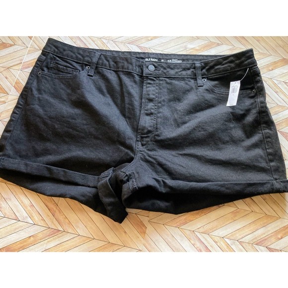 Old Navy Pants - NWT Old Navy High Rise O. G. Straight Black Denim Womens Shorts Size 22